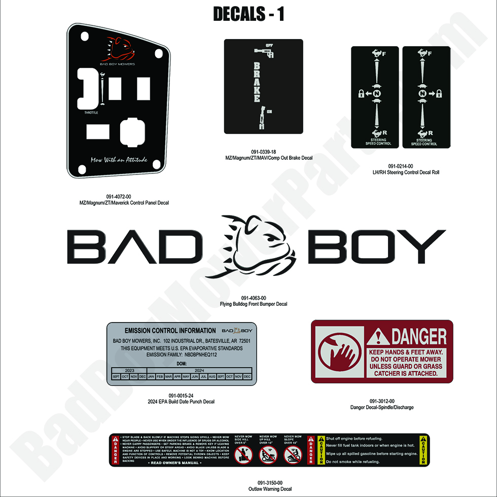 3385 - Bad Boy Mower Parts Lookup > 2024 > MZ Magnum > Decals - 1